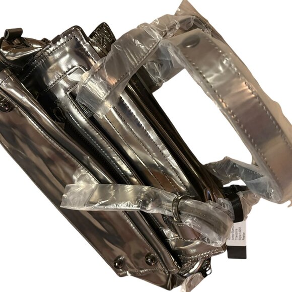 Grayson Holiday 2012 Studded Metallic Pewter Leather Satchel - Picture 6 of 10